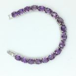 Silver & panelled amethyst line bracelet