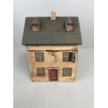 Wooden 'cottage' tea caddy