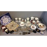 Qty of commemorative items, other china, Wade animals & costume jewellery