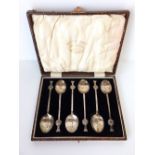 Set of 6 silver spoons in original case marked Nobel 1926