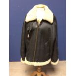 Sheepskin lined leather flying jacket XXL