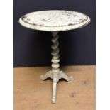 Pale blue on oak Victorian pedestal wine table 53 cm dia