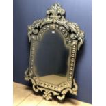 Elaborate mirror, the surrounding scrolling mirrors etched with ferns & flowers