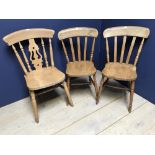 3 1950s pine kitchen chairs