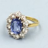 Sapphire & diamond flower ring