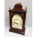 Mahogany cased C19th bracket clock, striking on a bell, by Wasburgh & Hale Bristol