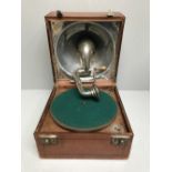 Decca Dulce phone trench gramaphone in leather case Patent 3033/14 Reg No 631877