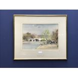 ROWLAND HILDER 1905 watercolour 'The Serpentine Hyde Park' signed lower right 27 x 38 cm framed &