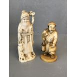 2 Ivory oriental figures