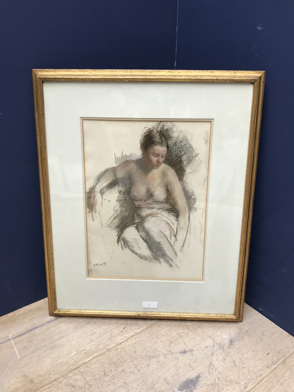 A R MIDDLETON TODD RA 1891-1966 Pastels 'Pensive' signed with initials lower left 37 x 28cm framed &