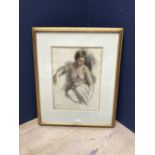 A R MIDDLETON TODD RA 1891-1966 Pastels 'Pensive' signed with initials lower left 37 x 28cm framed &