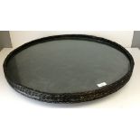 Large decorative lazy susan with black painted bamboo effect case with glass centre 61cm dia