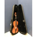 Small violin by Frank Painter (no label) with case