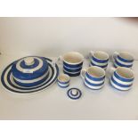 Qty of blue & white striped china including T.G.Green