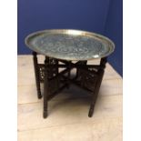 Brass Middle Eastern tray table on folding legs