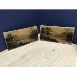 H Williams C19th oil on canvas, pair 'Lakeland Scenes' each signed lower right 20 x 40 cm unframed