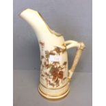 Royal Worcester tapered jug in ivory with gilt decoration 26 cm