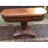 Mahogany pedestal 'D' shaped table opening to 92 x 87cm