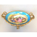 Serves dish mounted in an Ormolu stand 36 x 21 x 14 cm h