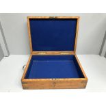 Well made oak box with brass corners & handles, lockable (lock plate slightly damaged) Possibly