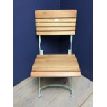 Pale green & wood folding garden chair