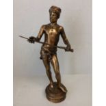 C19th bronze of 'David' by Jean Jules Cambos 1828-1917