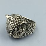 Unusual silver ring in the form of an owl size N