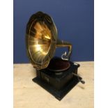 HMV brass horn gramaphone