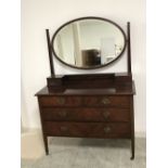 Edwardian mahogany dressing table with large oval mirror