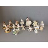 Series of 4 Capo Di Monte figures & number of continental porcelain figures