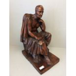 Carved wood figure of the french actor Francois Joseph Talma signed RL 44 cm h, base 31.5 x 21.5 cm