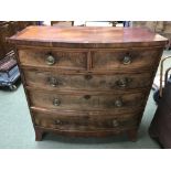Georgian mahogany bow fronted chest of drawers of 2 short & 3 long drawers 107 x 106 cm