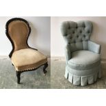 Victorian nursing chair, good quality tub chair covered in powdered blue fabric