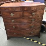 Georgian mahogany bow fronted chest of drawers of 2 short & 3 long drawers 114 x 113 cm