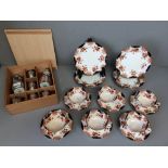 Chinese boxed Saki set (2 flasks & 5 cups), Anchor china 6 piece tea service 'Dawlish Pattern'