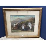 F RANDLE Early C20th watercolour 'Dead Game' indistinctly signed lower right 44 x 59 cm in gilt