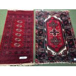 Middle Eastern rug - blue ground with red & white geometric pattern 175 x 118 & modern Middle