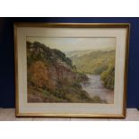 HAROLD SUTTON PALMER (1854-1933) watercolour ' A Leafy River Valley' signed lower left 43 x 58 cm