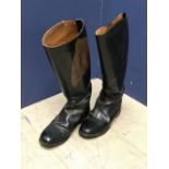 Pair of black leather riding boots size 7-8 approx