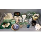 Large qty of china & glass, items to include a 'Toucan' lidded pot & green lemonade jug & glasses