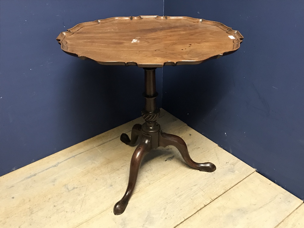 Victorian tripod tilt top wine table with pie crust top dia 68 cm