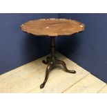 Victorian tripod tilt top wine table with pie crust top dia 68 cm