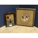 C19th gilt framed watercolour miniature of 'Classic Maiden' & 'Saintly Figure' various sizes