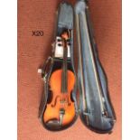Westbury violin, good condition with bow in brown case