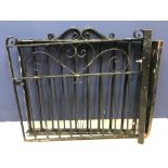 Joined pair of wrought iron gates hinged in the middle with broken post each 95 h X 87 w cm &