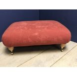 Large Carmen covered stool on castors in the Howard style 87 x 64 x 32 cm