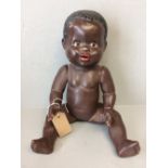 1950s Black jointed doll with speaking box 40cm