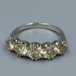 18ct White gold 5 stone diamond ring approx 3.4 cts size O