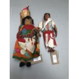 2 Early C20th South American dolls, 1 made from felt the other leather