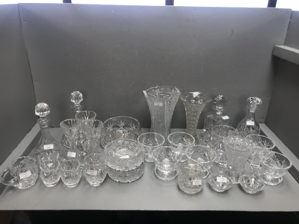 Qty of cut glass, 4 decanters, glass jugs, ash trays, vases, bowls etc - Image 2 of 2